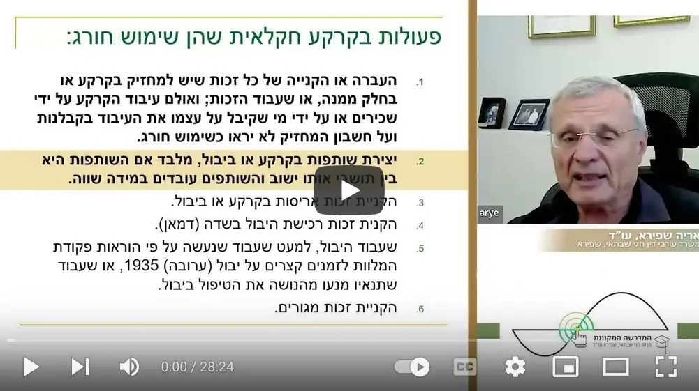 חוק ההתיישבות - היבטים שונים, עו"ד אריה שפירא