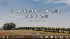 Read more about the article משקי עזר החלטה 1521(וידאו)/ אופיר לוי, עו״ד