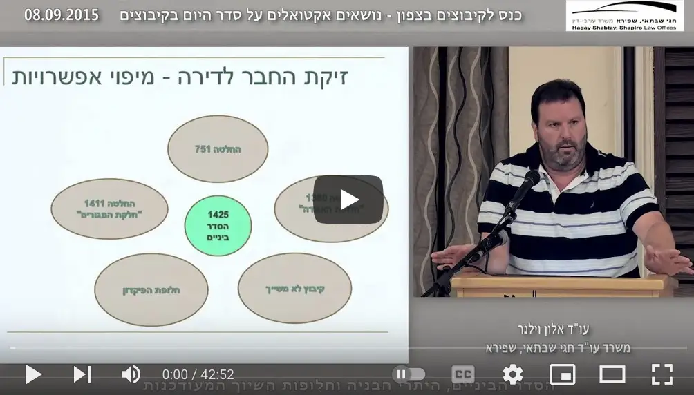 הסדר הביניים, היתרי הבניה וחלופות השיוך המעודכנות (וידאו) / אלון וילנר, עו״ד